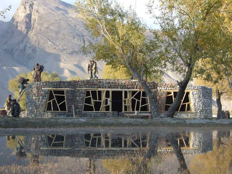 'The Good Cause: Architecture of Peace'. The facade of the Pamir visitor’s centre is marked by the asymmetric window frames foto: © AFIR Architects / Anne Feenstra
