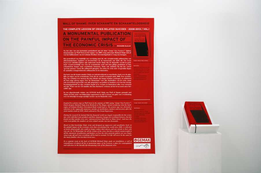 Overzicht Stroom (RichLab Art+Design Projects, 'Complete Lexicon of Crisis Related Suicides') foto: Myung Feyen, courtesy Stroom Den Haag